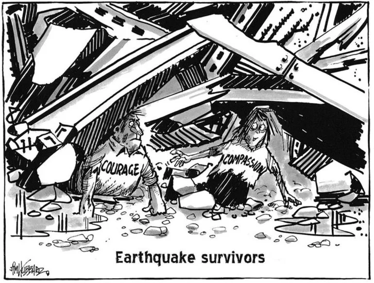 Image: Hubbard, James, 1949- :Earthquake survivors. 23 February 2011