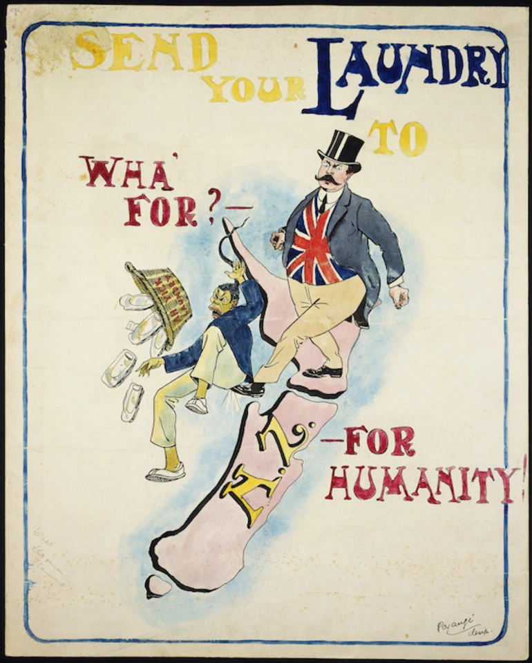 Image: Porangi [pseudonym] :Send your laundry to - Wha' for? - for humanity! 1908