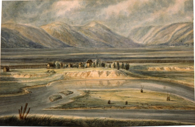 Image: Kemp, Thomas Samuel 1842?-1875 :Omarunui on the Tutaekuri 1866