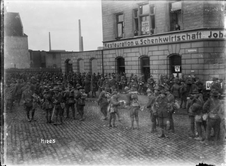 Image: World War I New Zealand troops outside the YMCA in Ehrenfeld, Cologne