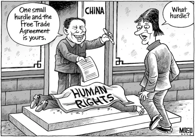 Image: "One small hurdle and the Free Trade Agreement is yours." "What hurdle?" 27 February, 2008