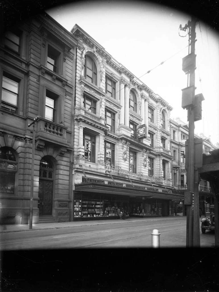 Image: Facade and shop front of the building which housed Whitcombe & Tombs Limited, Lambton Quay, Wellington