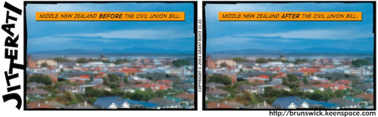 Image: Middle New Zealand BEFORE the Civil Union Bill. Middle New Zealand AFTER the Civil Union Bill. 1 December, 2004