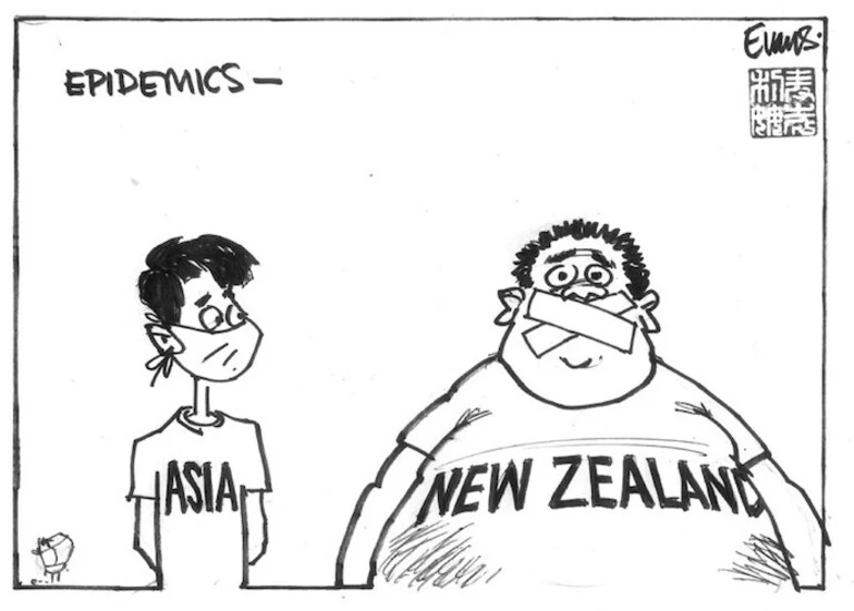 Image: Evans, Malcolm, 1945- :Epidemics- Asia, New Zealand. New Zealand Herald, 28 April 2003.