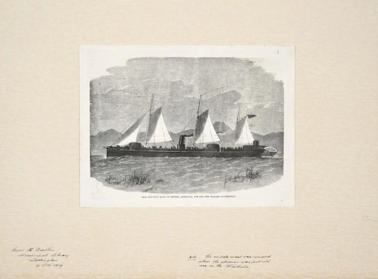 Image: [Illustrated London News] :Iron gun-boat built at Sydney, Australia, for the New Zealand Government [London ; Illustrated London News, 1863?]