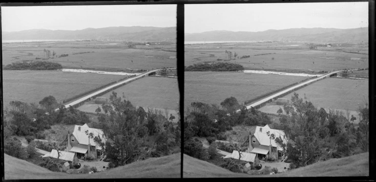 Image: Waiwhetu, Lower Hutt, including house [of Allen family?], farmlands, and the Hutt River