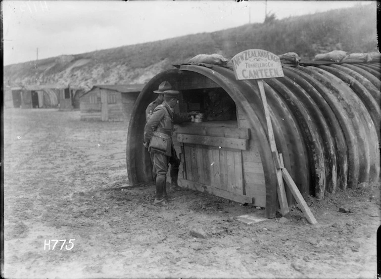 Image: The New Zealand Engineers Tunnelling Company canteen in Dainville, World War I