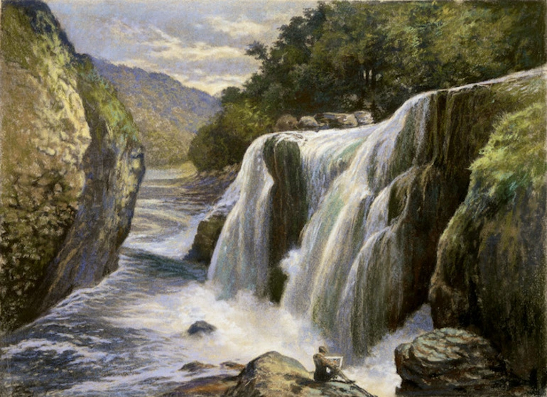 Image: Sandys, Edward Roper Stapleton, b. 1845 :Te Reinga Falls, nr Gisborne, N.Z [1888?]