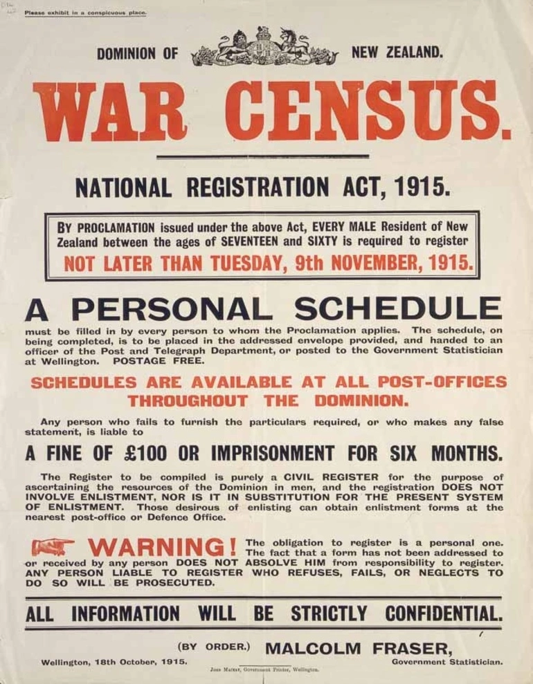 Image: First World War census and conscription