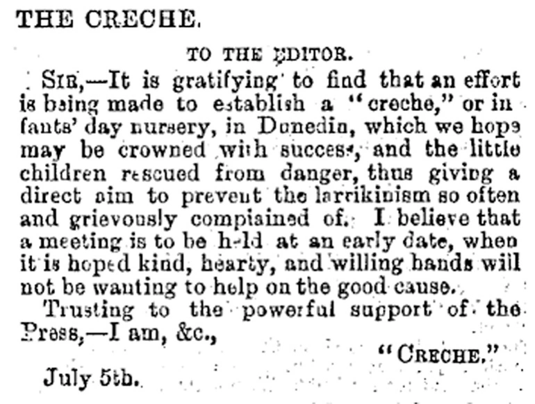 Image: Dunedin crèche proposal, 1879