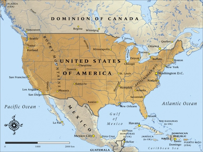Image: Map of United States of America in 1917