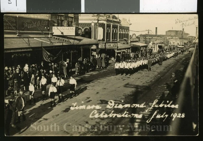 Image: Timaru Main School Pupils Leading The Diamond Jubilee Procession 1928