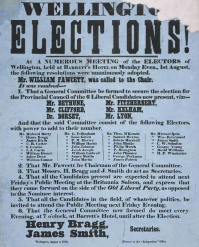 Image: Wellington elections, 1853
