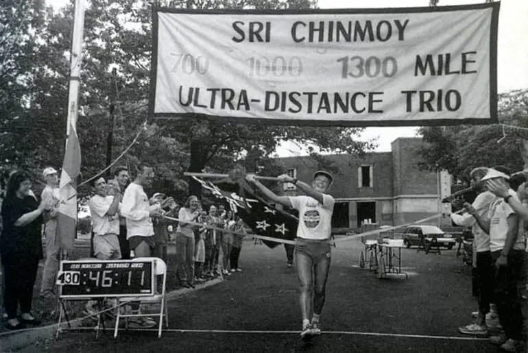 Image: Sandy Barwick winning a 1,300-mile race, 1991