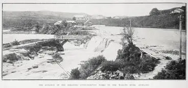 Image: The spillway of the Horahora hydro-electric works on the Waikato River, Auckland