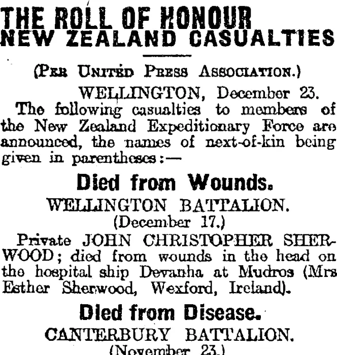 The Roll Of Honour Otago Daily Times Items National Library Of New Zealand National 3161