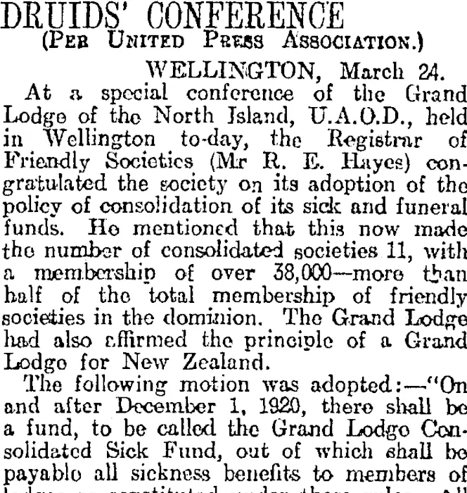 DRUIDS' CONFERENCE (Otago Daily Times... Items National Library of