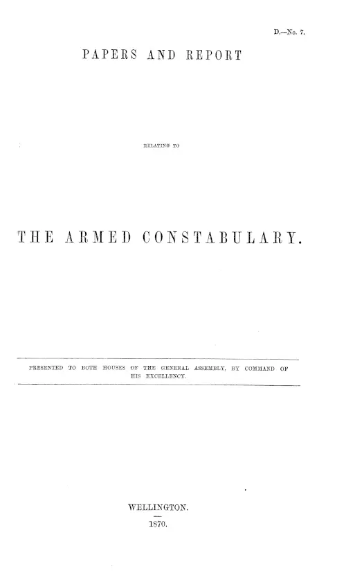 PAPERS AND REPORT RELATING TO THE ARMED CONSTABULARY.