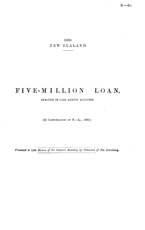 FIVE-MILLION LOAN. ANALYSIS OF LOAN AGENTS' ACCOUNTS. (In Continuation or 8.—4a., 1880.)