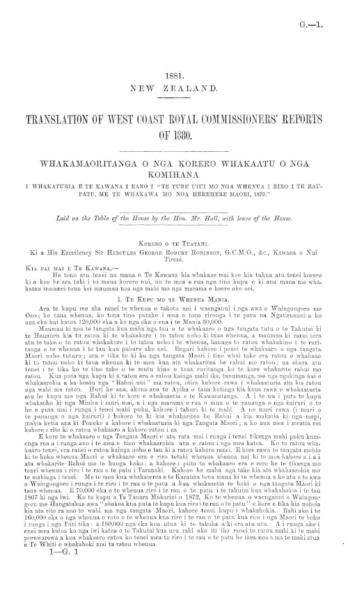 TRANSLATION OF WEST COAST ROYAL COMMISSIONERS' REPORTS OF 1880.