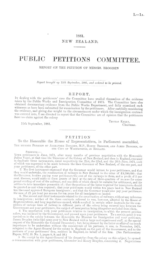 PUBLIC PETITIONS COMMITTEE. REPORT ON THE PETITION OF MESSRS. BROGDEN