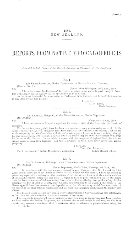 REPORTS FROM NATIVE MEDICAL OFFICERS