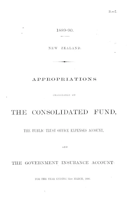 APPROPRIATIONS CHARGEABLE ON THE CONSOLIDATED FUND, THE PUBLIC TRUST OFFICE EXPENSES ACCOUNT, AND THE GOVERNMENT INSURANCE ACCOUNT