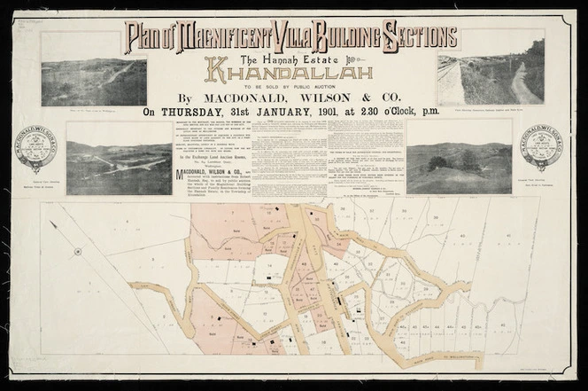 Plan of the magnificent villa building sections, the Hannah Estate, Khandallah ... [cartographic material].