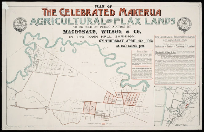 Plan of the celebrated Makerua agricultural and flax lands [cartographic material] / Thomas Ward, surveyor.