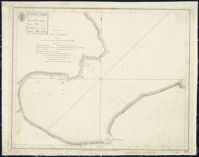Plan of the Bay of Lauriston, on New Zealand in 34°58'S [cartographic material] : from a French M.S. December 1769 ...