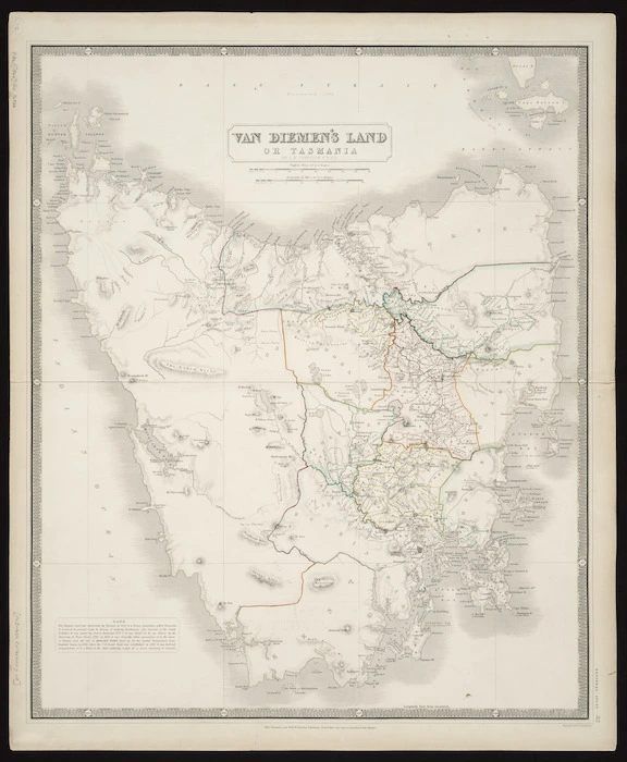 Van Diemen's Land or Tasmania [cartographic material] / by A.K. Johnston, ; engraved by W. & A.K. Johnston.