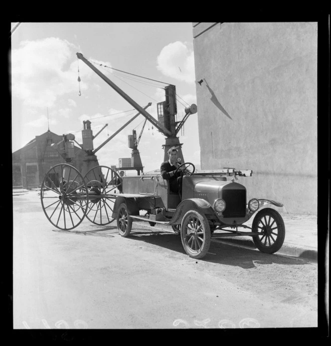 Model T Ford Fire Engine on a wharf
