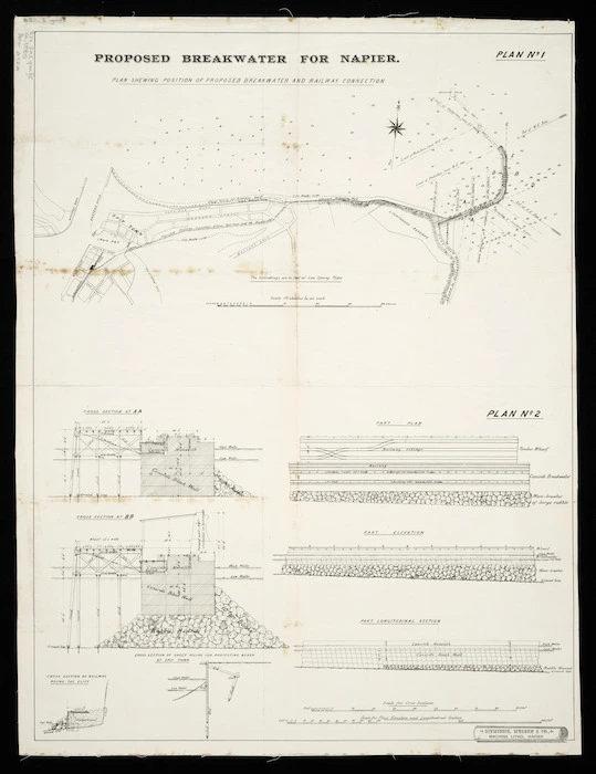 Proposed breakwater for Napier [cartographic material].