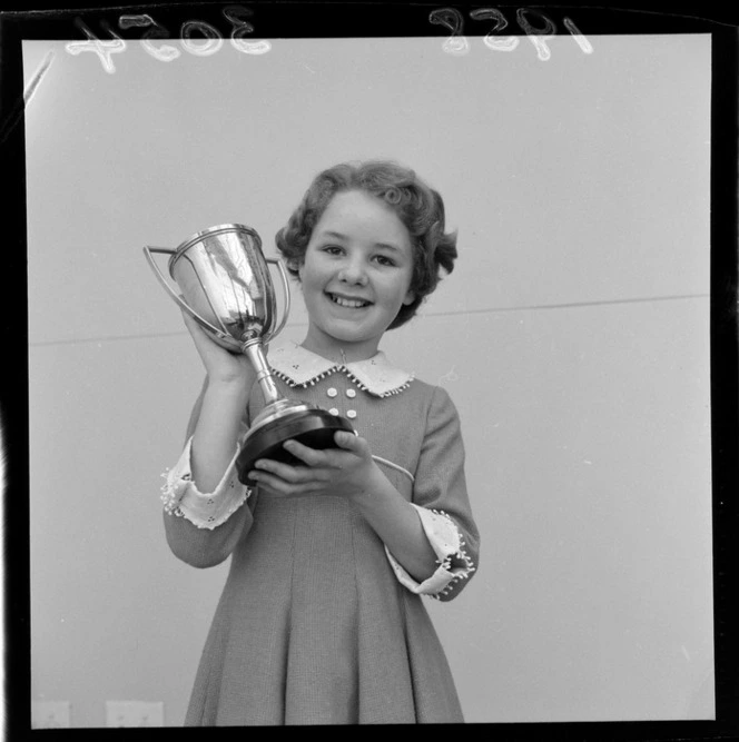 Vivienne Epsom with the cup she won