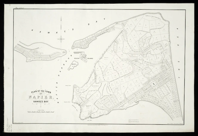 Plan of the town of Napier, Hawke's Bay [cartographic material] / drawn by Augustus Koch ; Lloyd & Wylie, litho.