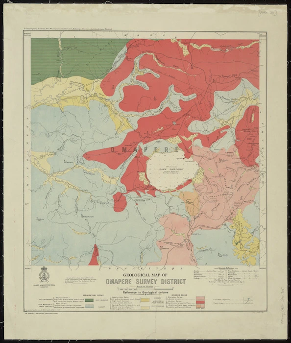 Geological map of Omapere survey district [cartographic material] / compiled and drawn by R.J. Crawford.