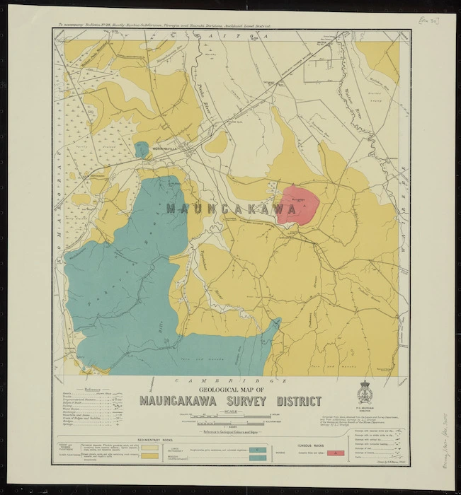 Geological map of Maungakawa survey district [cartographic material] / drawn by G.E. Harris.