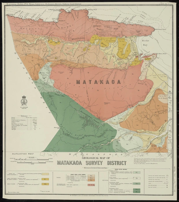 Geological map of Matakaoa survey district [cartographic material] / drawn by G.E. Harris.