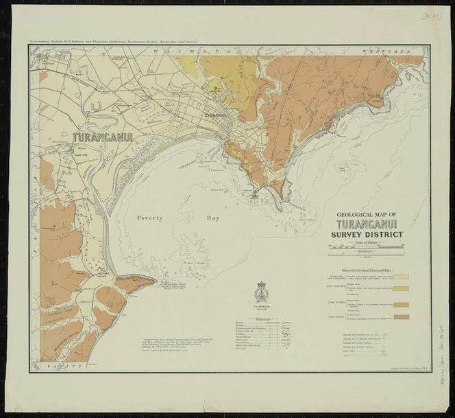 Geological map of Turanganui survey district [cartographic material] / compiled and drawn by G.E. Harris.