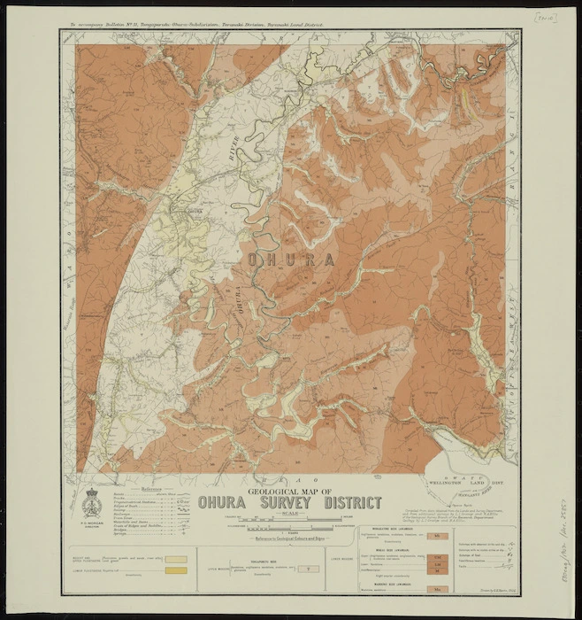 Geological map of Ohura survey district [cartographic material] / drawn by G.E. Harris.