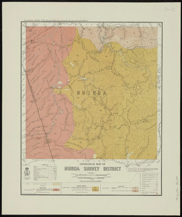 Geological map of Huiroa District [cartographic material] / drawn by G.E. Harris.