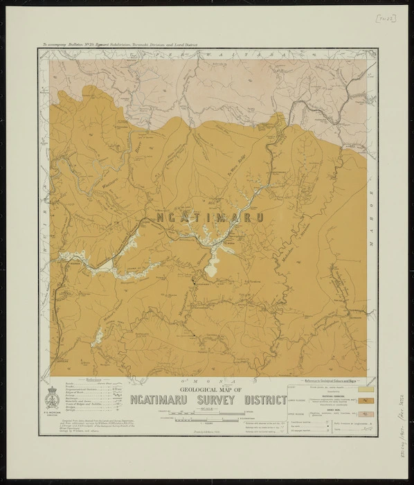Geological map of Ngatimaru Survey District [cartographic material] / drawn by G.E. Harris.