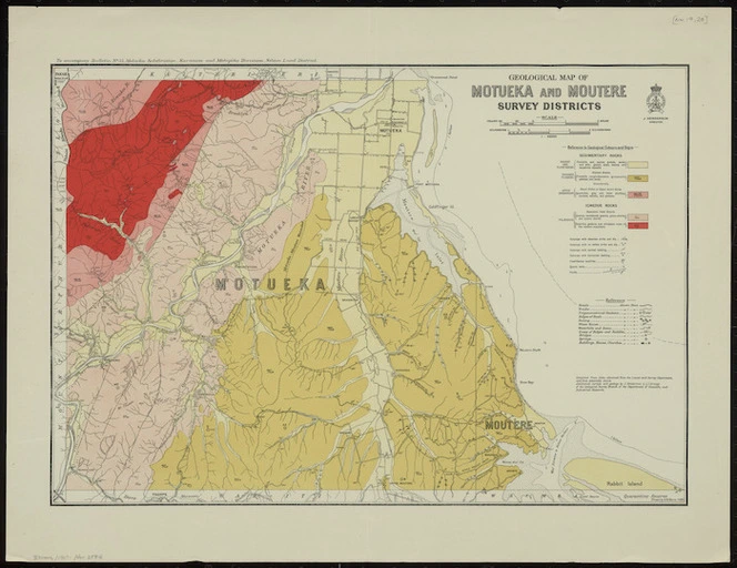 Geological map of Motueka and Moutere survey districts / [cartographic material] drawn by G.E. Harris.