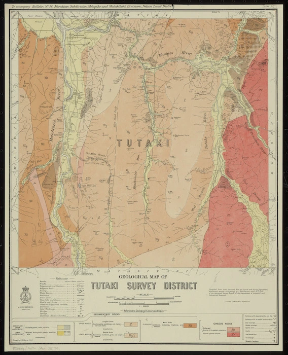 Geological map of Tutaki survey district [cartographic material] / drawn by G.E. Harris, 1935.