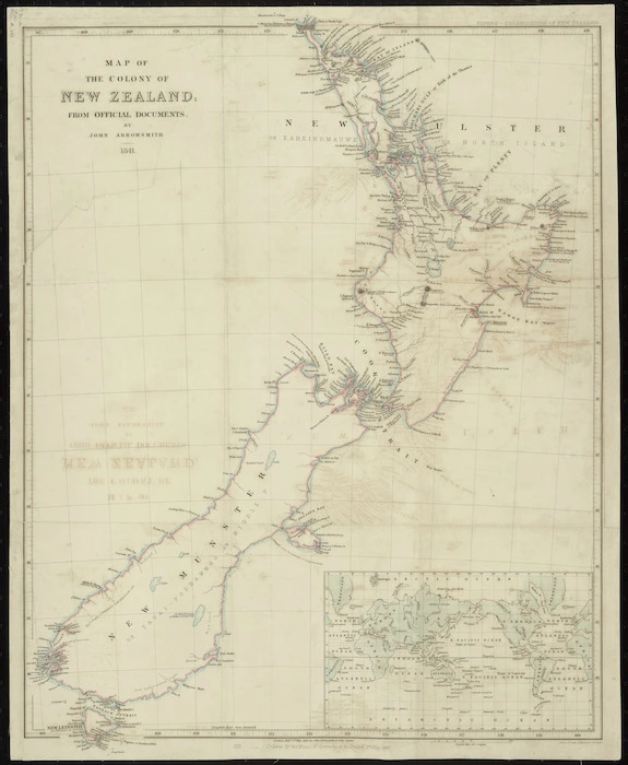 Map of the colony of New Zealand, from official documents [cartographic material] / by John Arrowsmith.