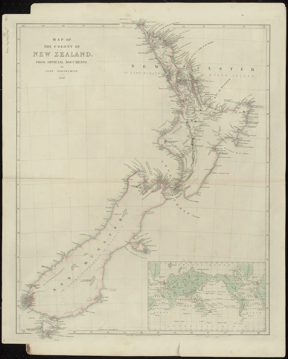 Map of the colony of New Zealand, from official documents [cartographic material] / by John Arrowsmith.