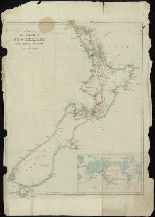 Map of the colony of New Zealand from official documents [cartographic material] / by John Arrowsmith 1844.