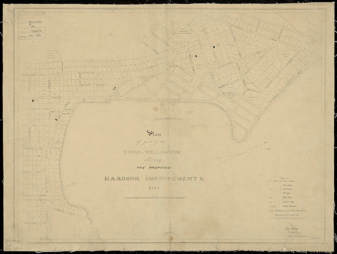 Plan of part of the town of Wellington, shewing the proposed harbour improvements [cartographic material] / Edw. Roberts, acting colonial engineer, 1851.
