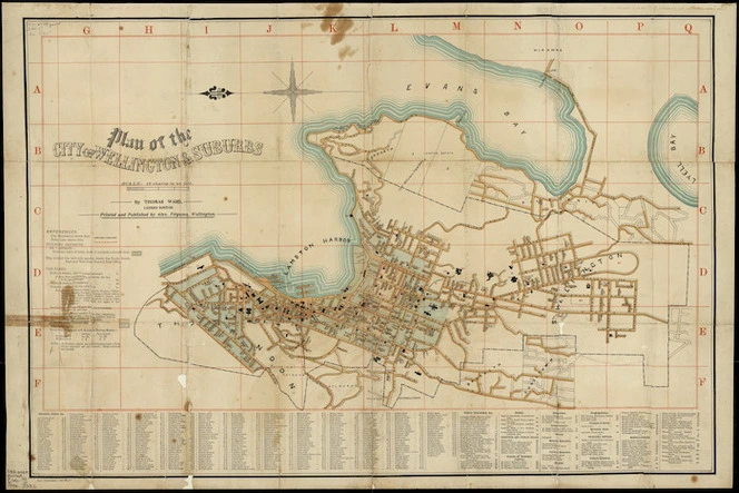 Plan of the city of Wellington and suburbs [cartographic material] / by Thomas Ward.