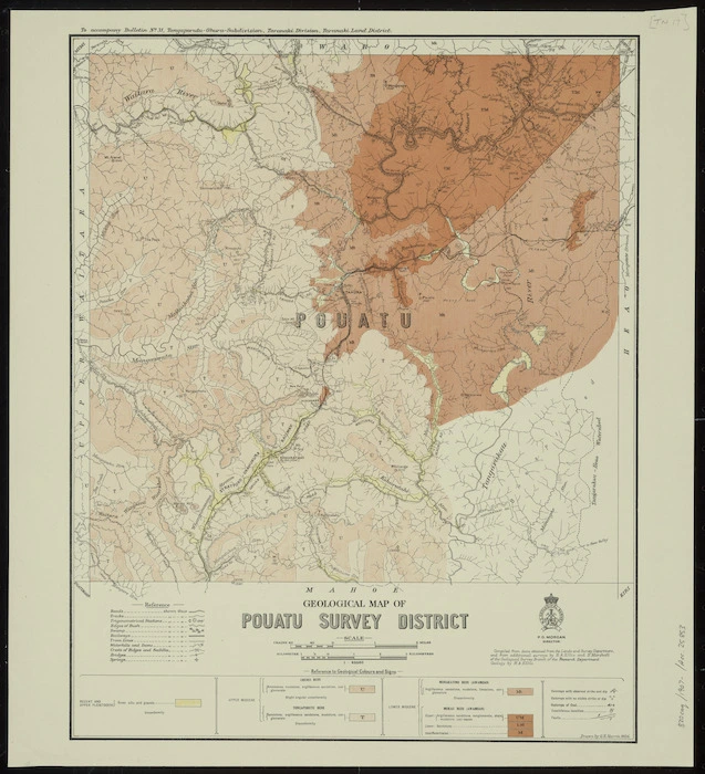 Geological map of Pouatu survey district [cartographic material] / drawn by G.E. Harris.